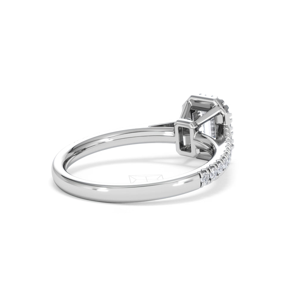 Annabelle Lab Diamond Halo Engagement Ring 18K White Gold 1ct F/VS1