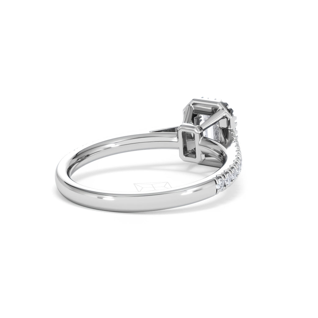 Annabelle Lab Diamond Halo Engagement Ring 18K White Gold 1ct F/VS1