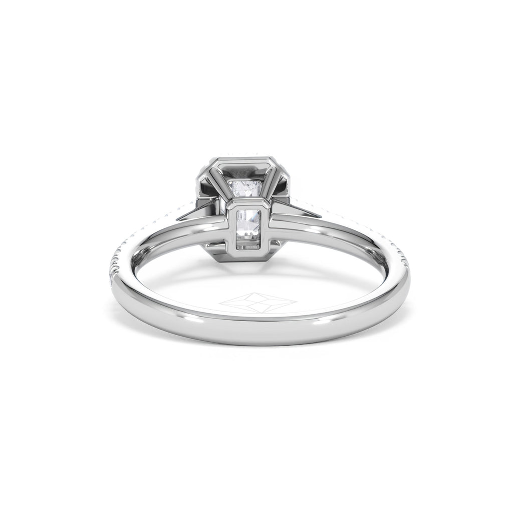 Annabelle Lab Diamond Halo Engagement Ring 18K White Gold 1ct F/VS1