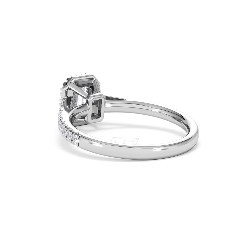 Annabelle Lab Diamond Halo Engagement Ring 18K White Gold 1ct F/VS1