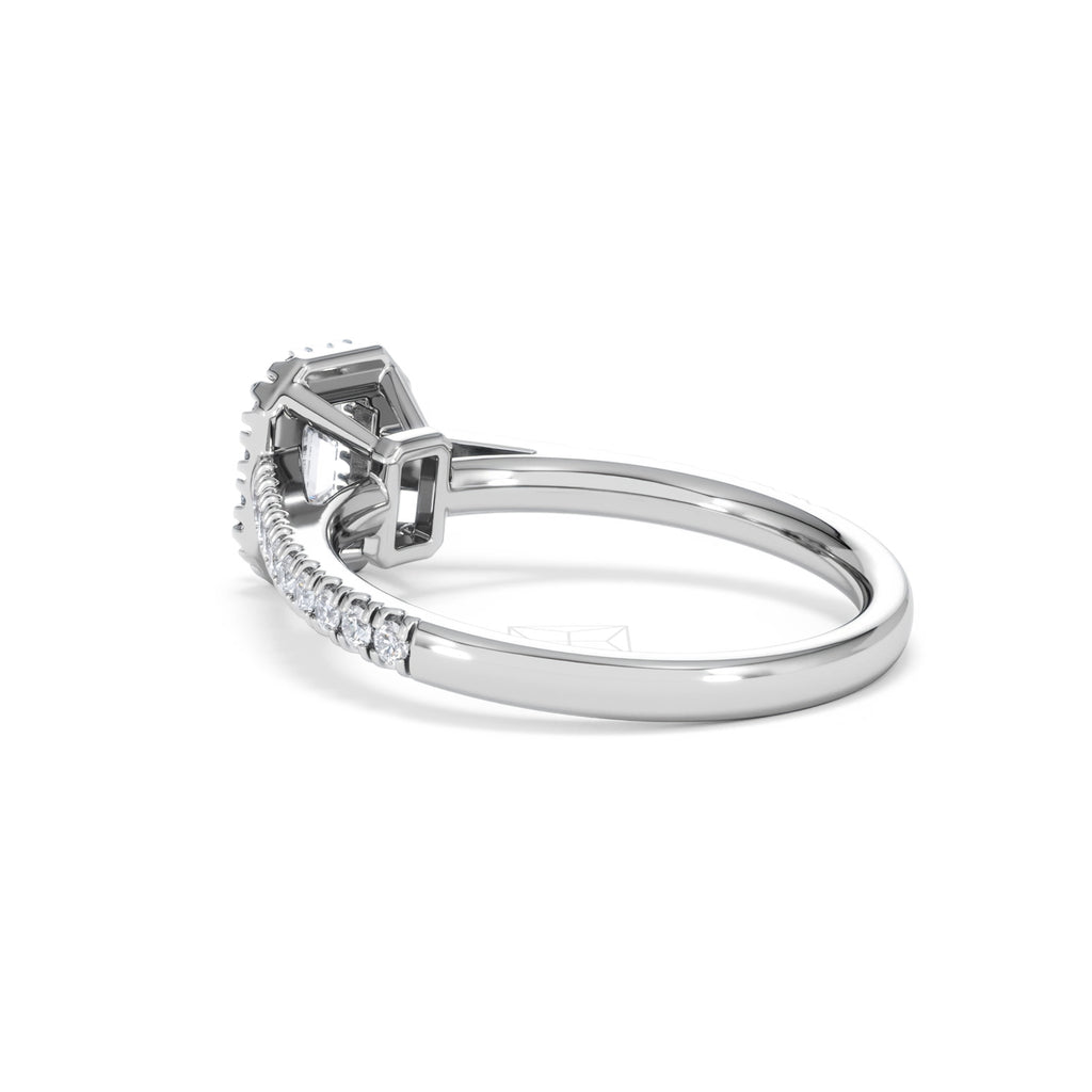 Annabelle Lab Diamond Halo Engagement Ring 18K White Gold 1ct F/VS1
