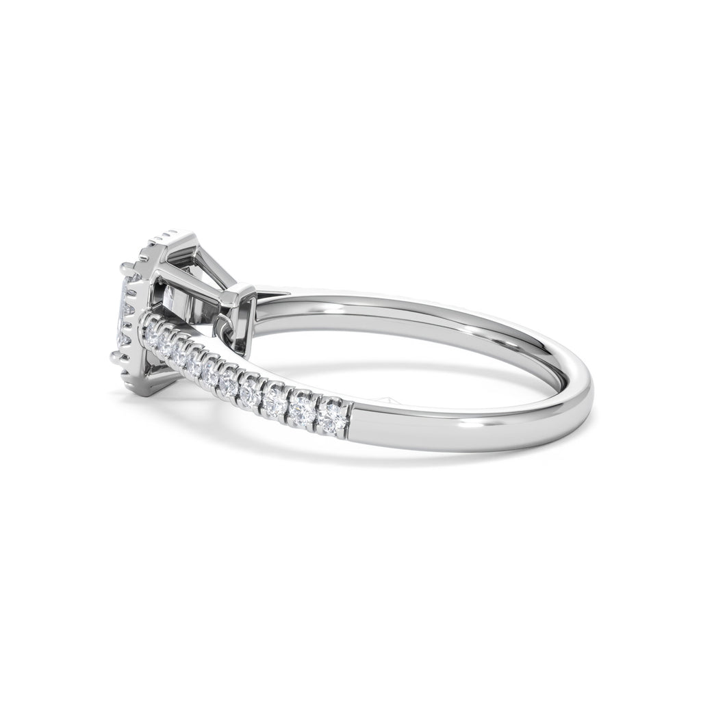Annabelle Diamond Halo Engagement Ring 18K White Gold 1ct G/VS2