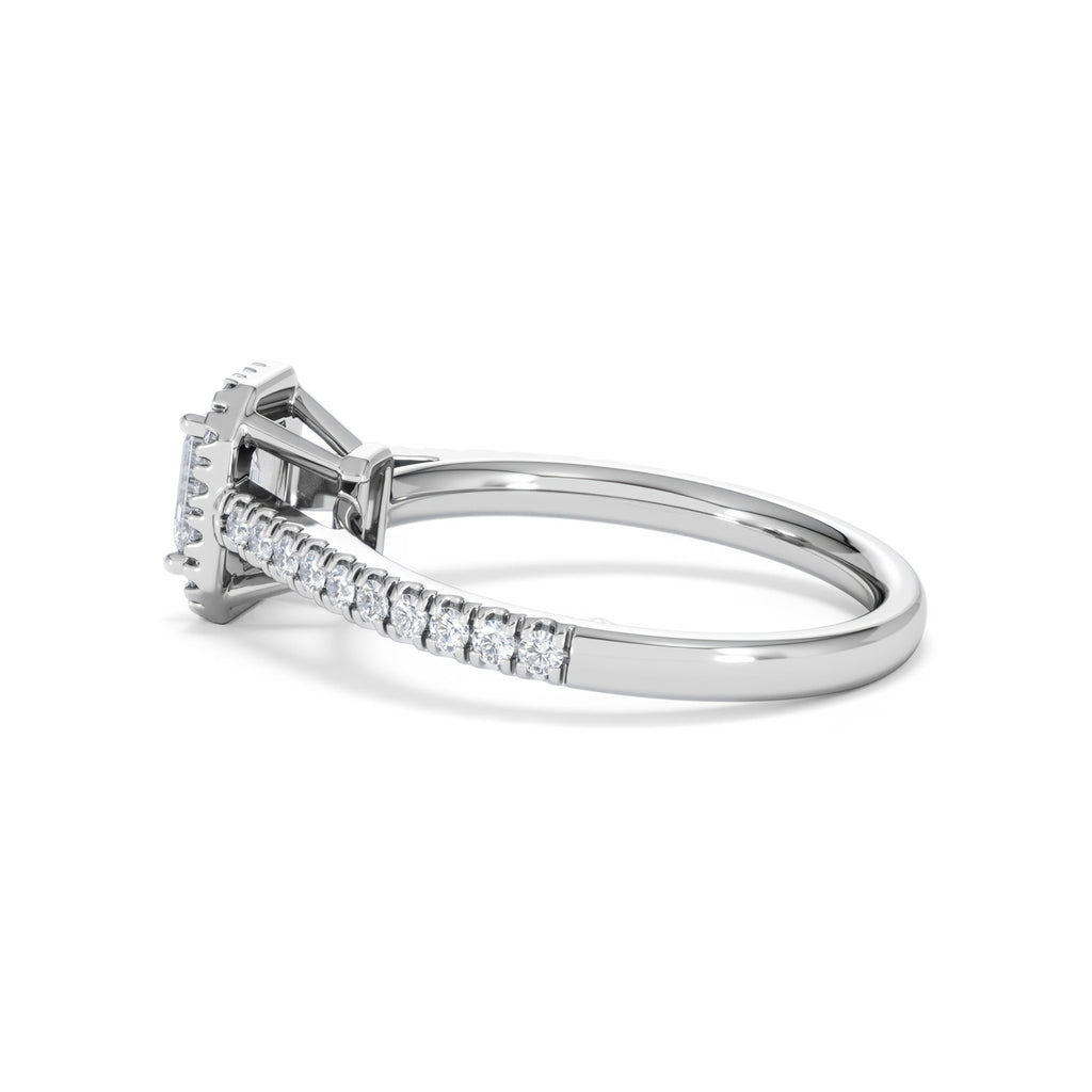 Annabelle Lab Diamond Halo Engagement Ring 18K White Gold 1ct F/VS1