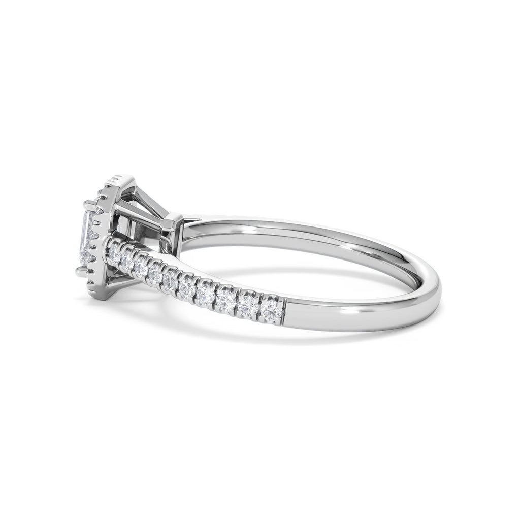 Annabelle Lab Diamond Halo Engagement Ring 18K White Gold 1ct F/VS1