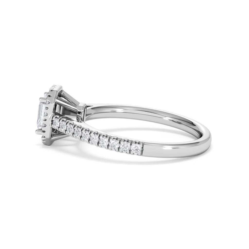 Annabelle Lab Diamond Halo Engagement Ring 18K White Gold 1ct F/VS1
