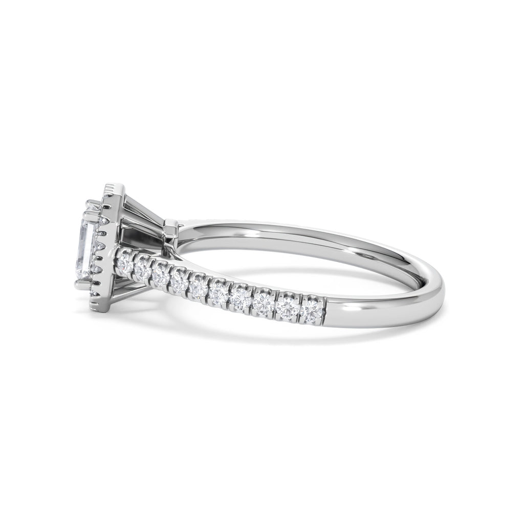 Annabelle Lab Diamond Halo Engagement Ring 18K White Gold 1ct F/VS1