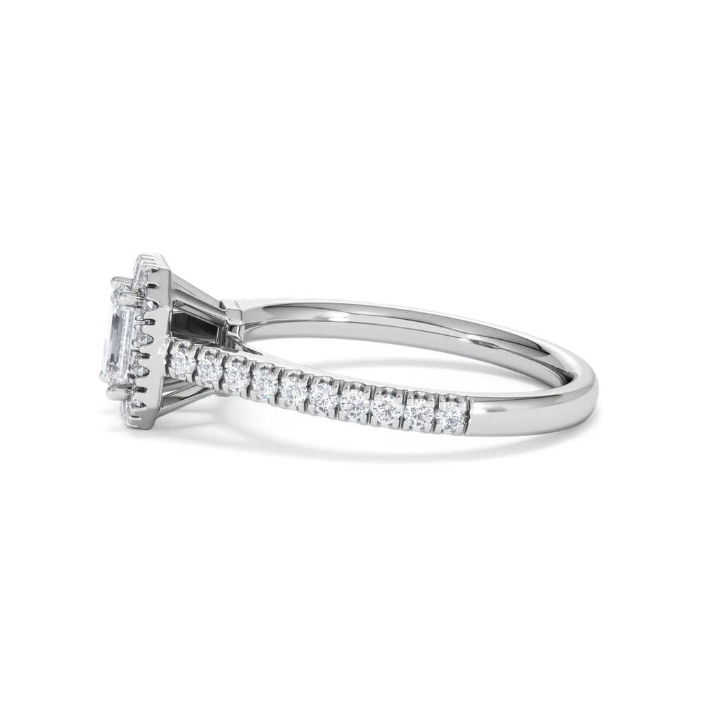 Annabelle Lab Diamond Halo Engagement Ring 18K White Gold 1ct F/VS1