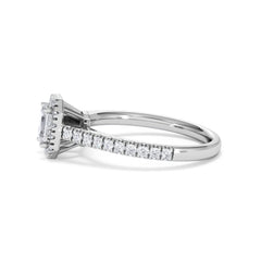 Annabelle Lab Diamond Halo Engagement Ring 18K White Gold 1ct F/VS1