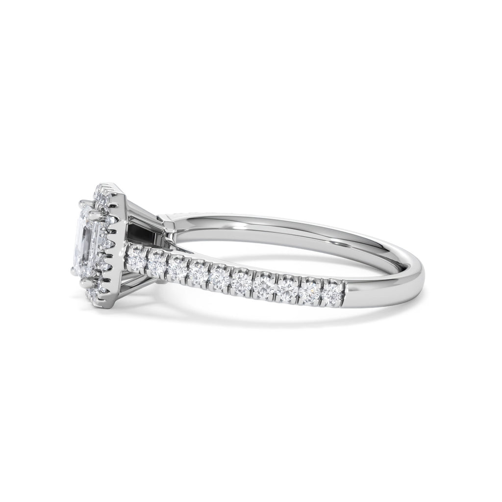 Annabelle Lab Diamond Halo Engagement Ring 18K White Gold 1ct F/VS1