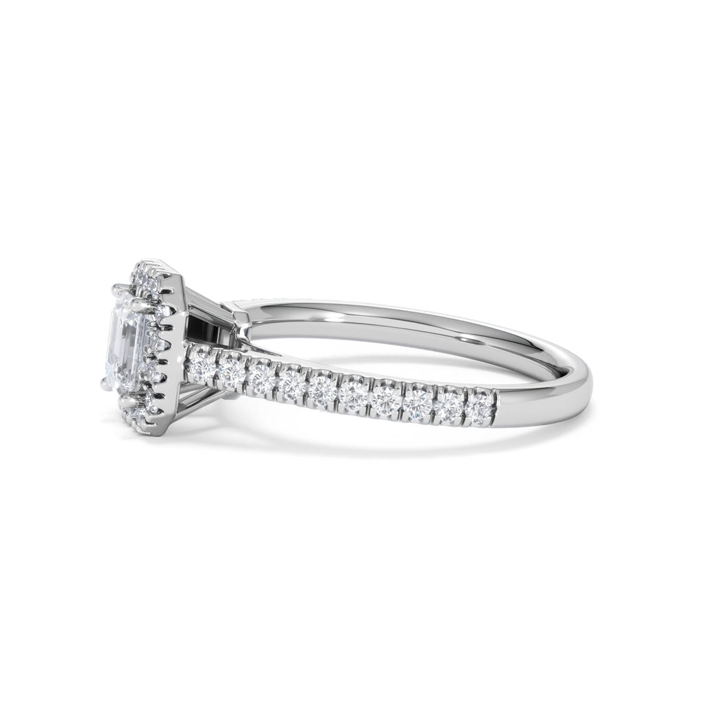Annabelle Lab Diamond Halo Engagement Ring in Platinum 1ct F/VS1