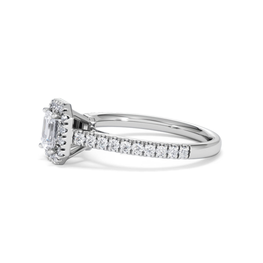Annabelle Lab Diamond Halo Engagement Ring in Platinum 1ct F/VS1