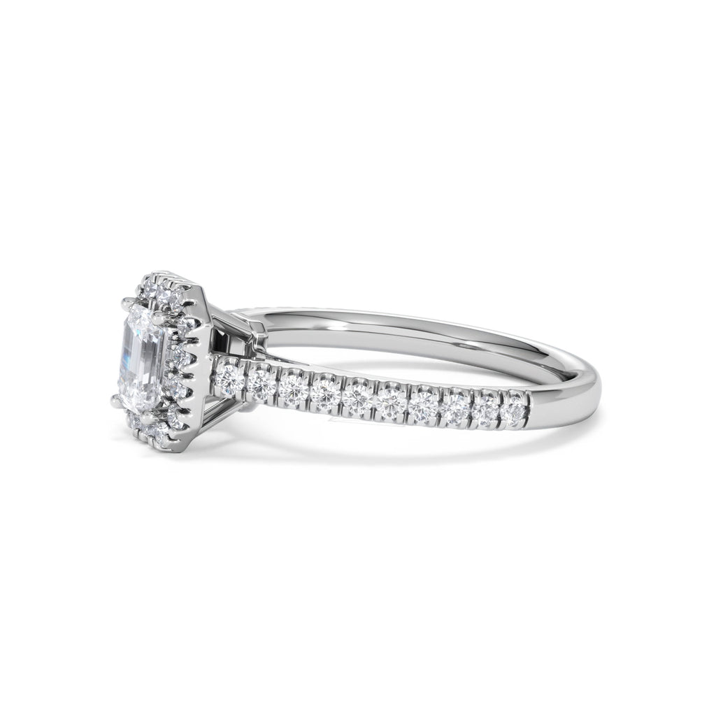 Annabelle Lab Diamond Halo Engagement Ring in Platinum 1ct F/VS1