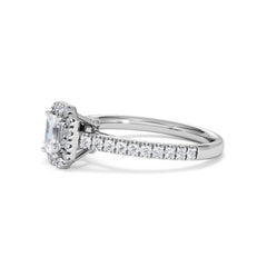 Annabelle Lab Diamond Halo Engagement Ring 18K White Gold 1ct F/VS1