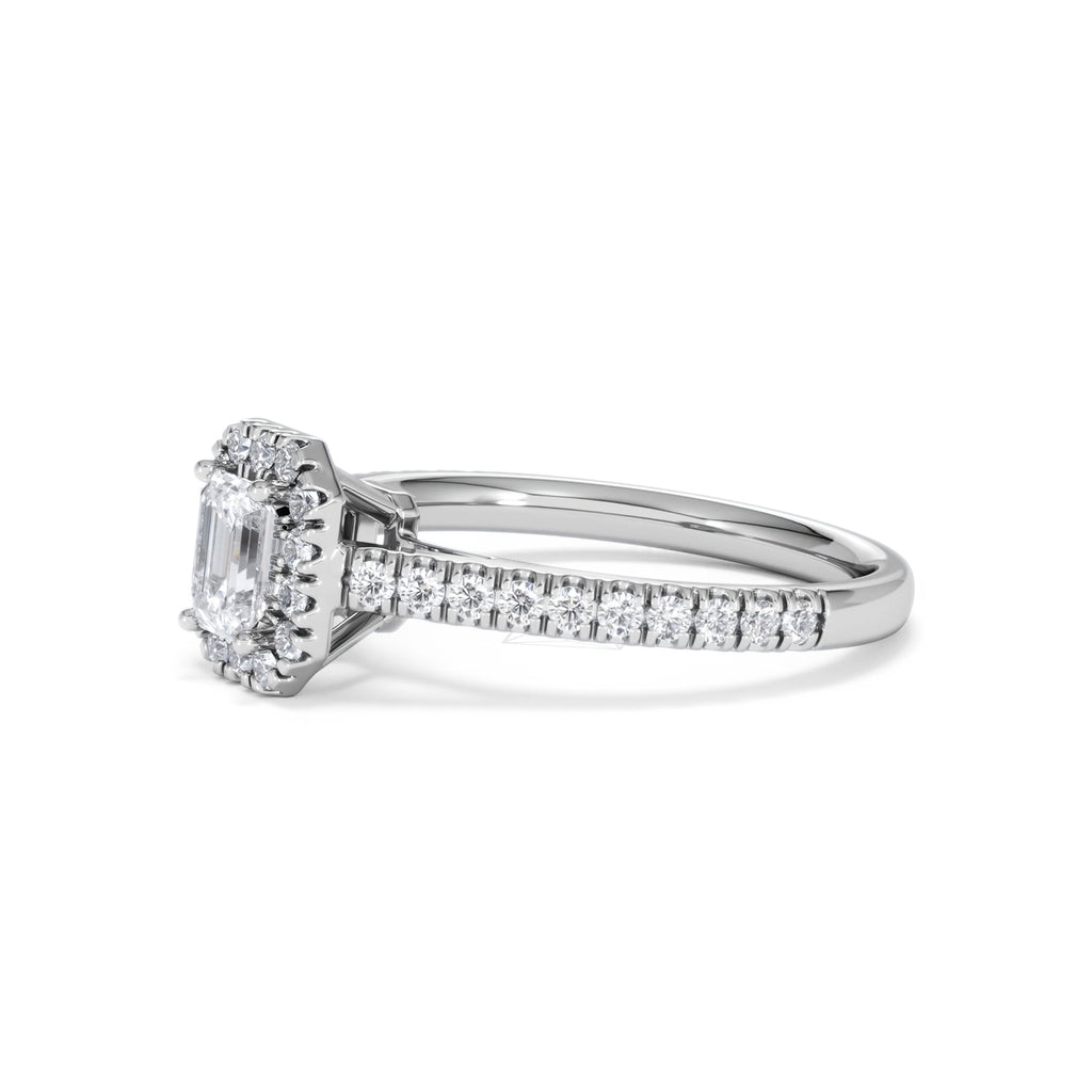 Annabelle Lab Diamond Halo Engagement Ring in Platinum 1ct F/VS1