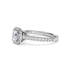 Annabelle Lab Diamond Halo Engagement Ring 18K White Gold 1ct F/VS1