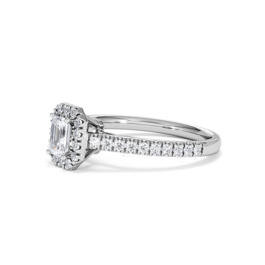 Annabelle Lab Diamond Halo Engagement Ring 18K White Gold 1ct F/VS1