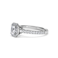 Annabelle Lab Diamond Halo Engagement Ring 18K White Gold 1ct F/VS1