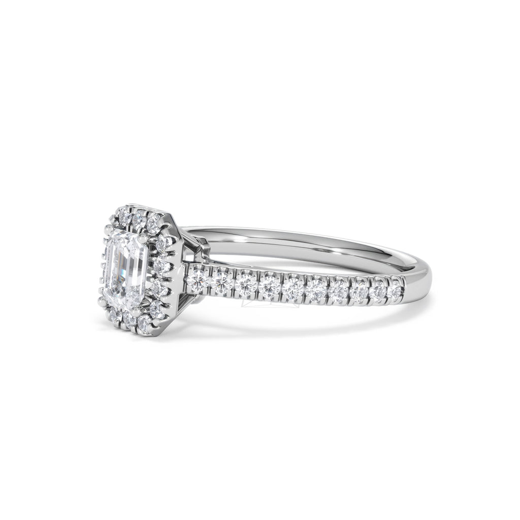 Annabelle Lab Diamond Halo Engagement Ring in Platinum 1ct F/VS1