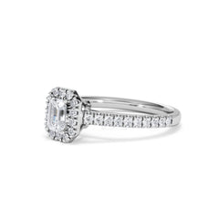 Annabelle Lab Diamond Halo Engagement Ring 18K White Gold 1ct F/VS1