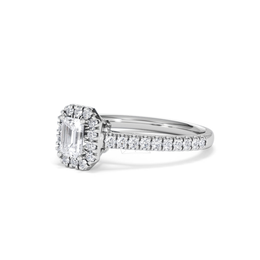 Annabelle Lab Diamond Halo Engagement Ring in Platinum 1ct F/VS1