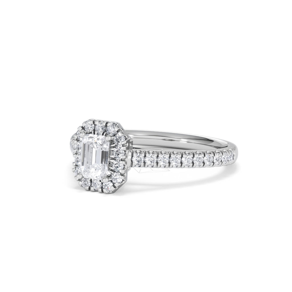 Annabelle Diamond Halo Engagement Ring 18K White Gold 1ct G/VS2