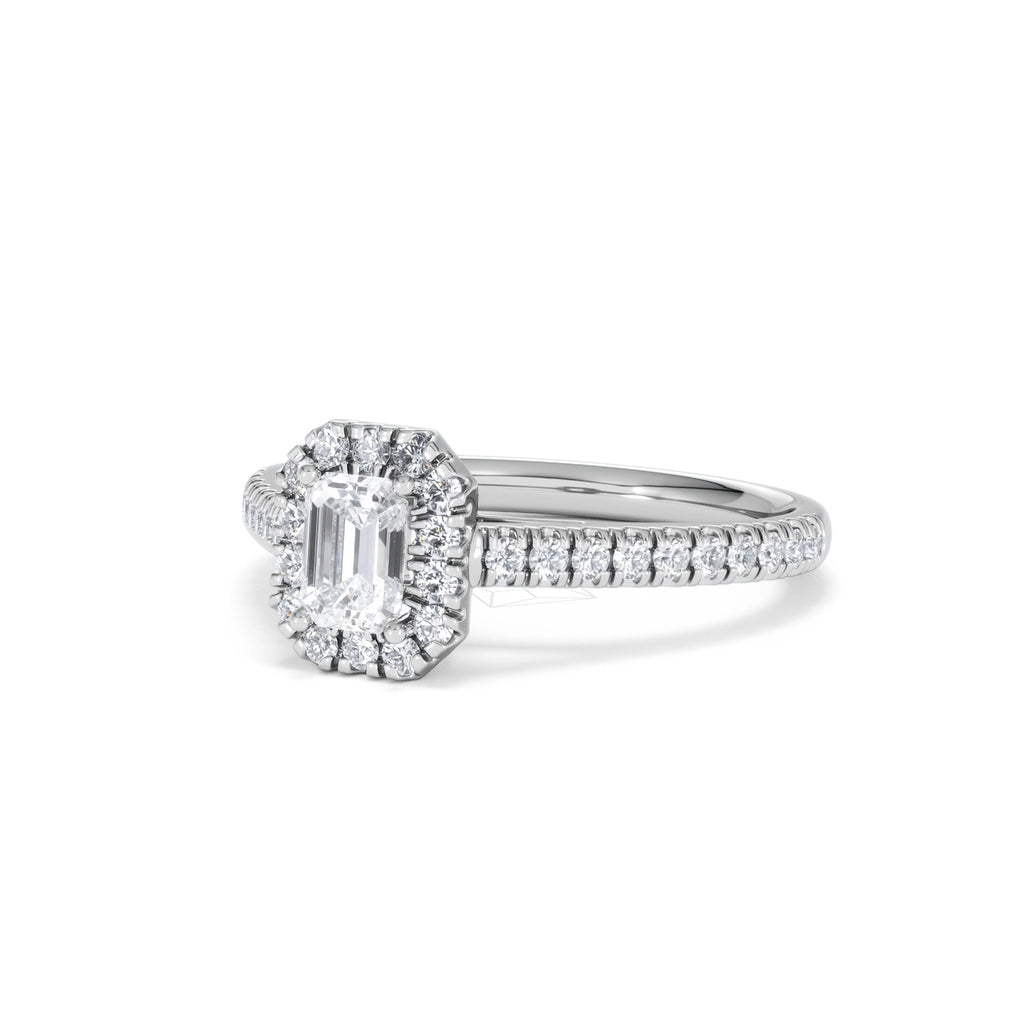 Annabelle Diamond Halo Engagement Ring 18K White Gold 1ct G/VS2