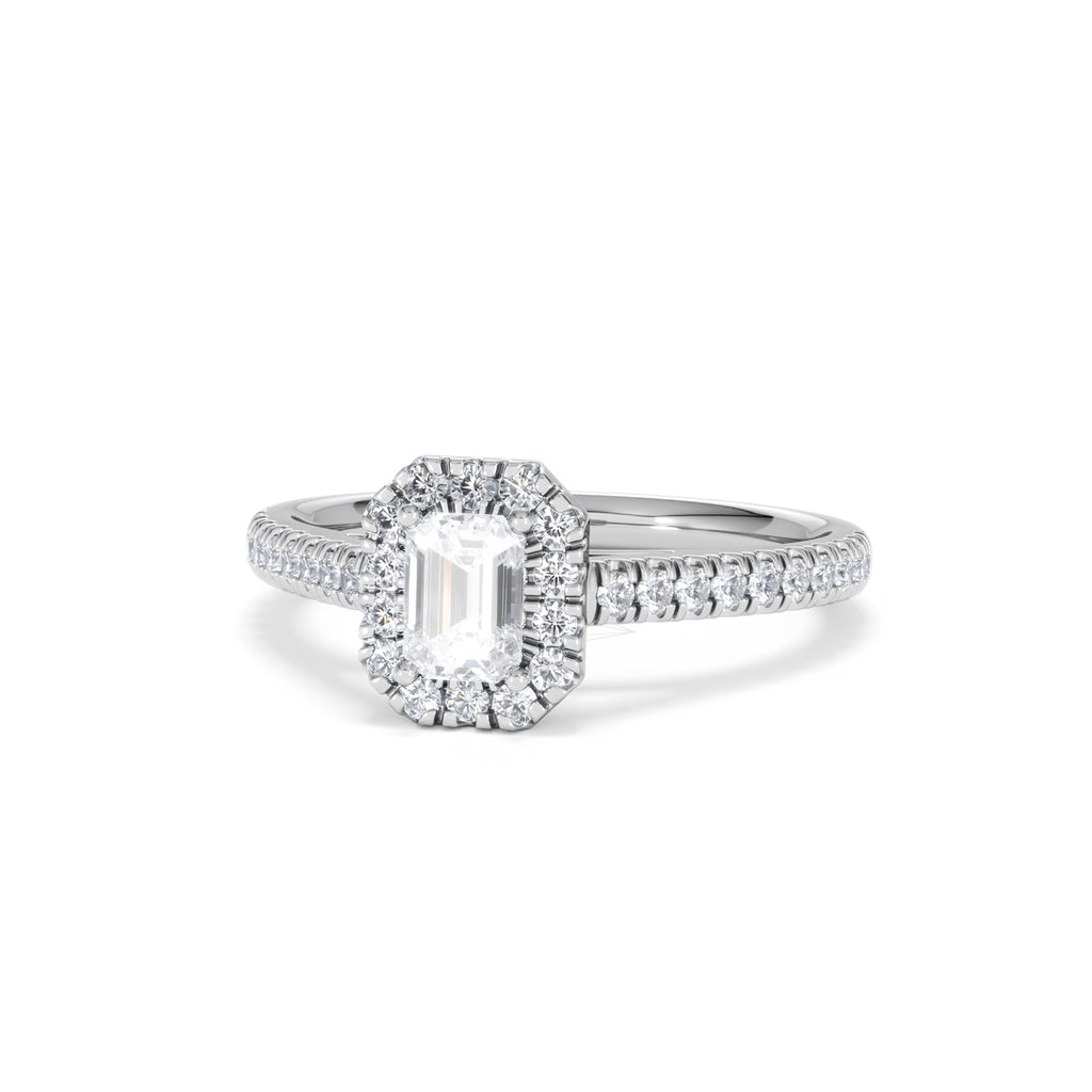 Annabelle Lab Diamond Halo Engagement Ring in Platinum 1ct F/VS1
