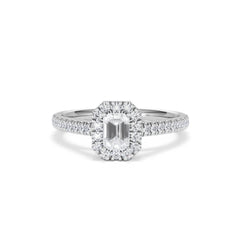 Annabelle Diamond Halo Engagement Ring 18K White Gold 1ct G/VS2