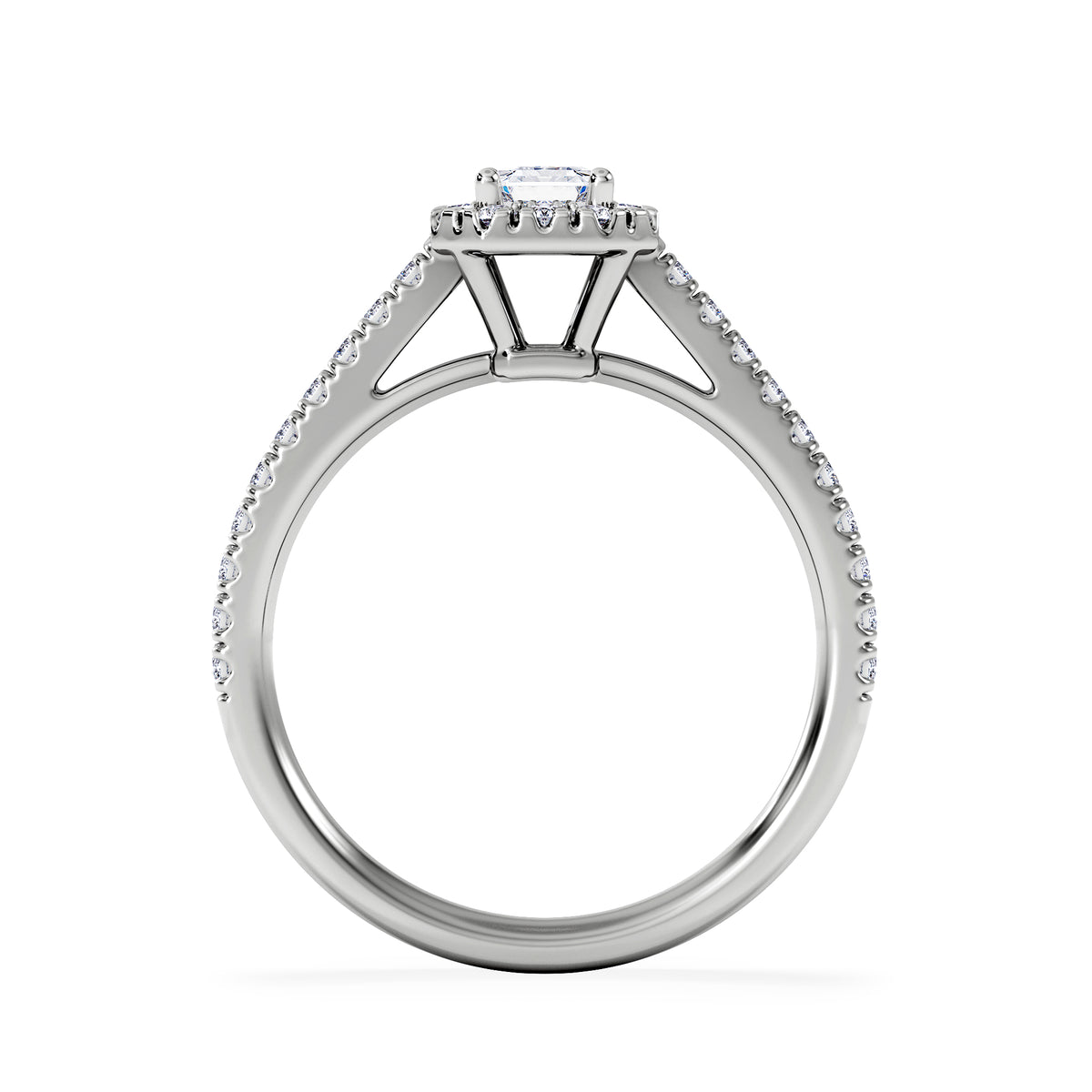 Annabelle Lab Diamond Halo Engagement Ring in Platinum 1ct F/VS1