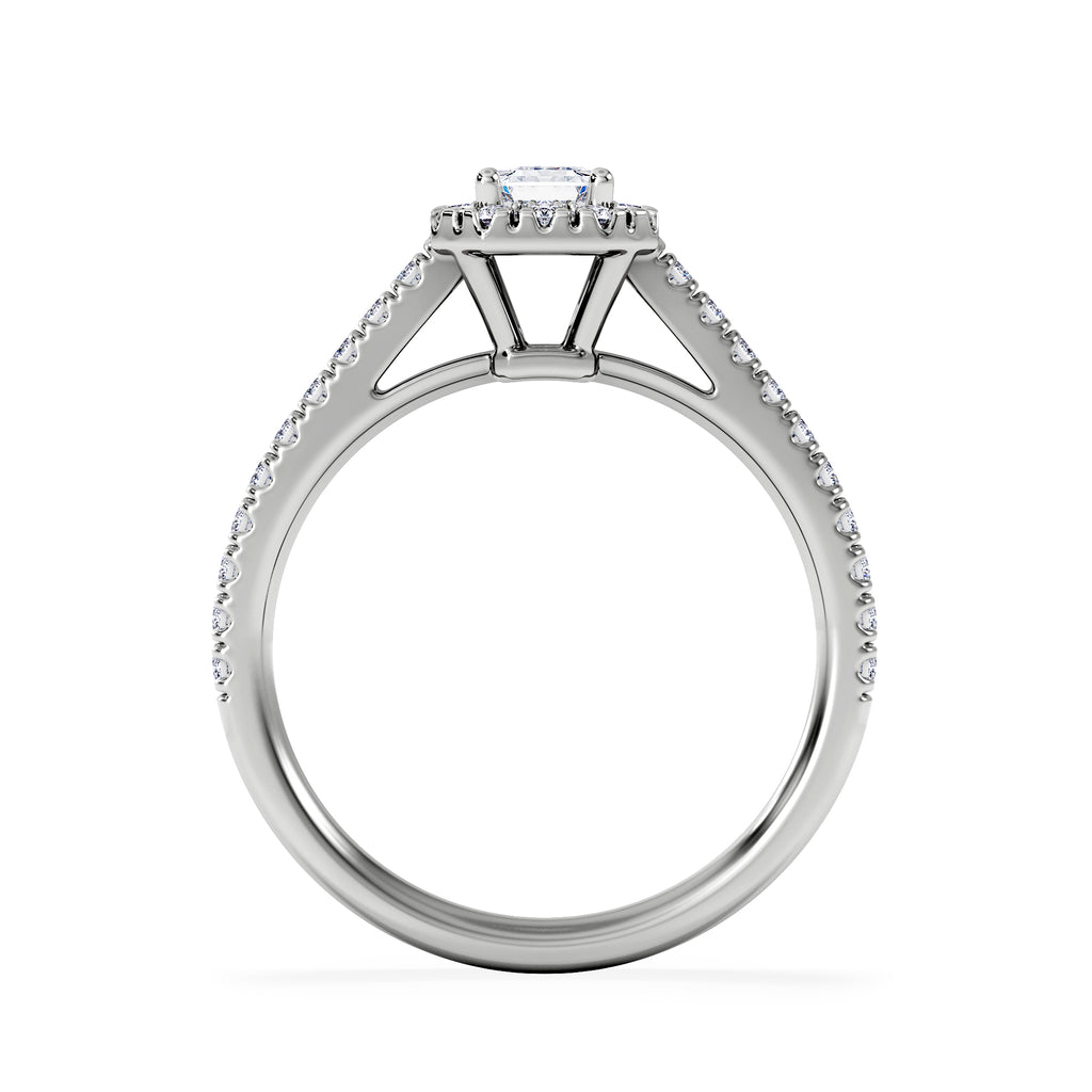 Annabelle Lab Diamond Halo Engagement Ring 18K White Gold 1ct F/VS1