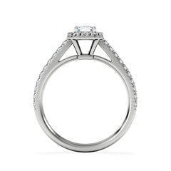 Annabelle Lab Diamond Halo Engagement Ring 18K White Gold 1ct F/VS1