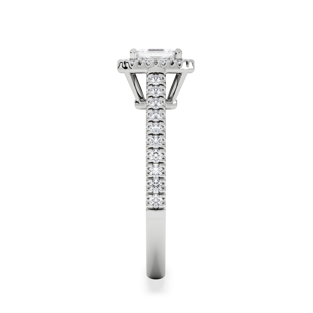 Annabelle Lab Diamond Halo Engagement Ring 18K White Gold 1ct F/VS1