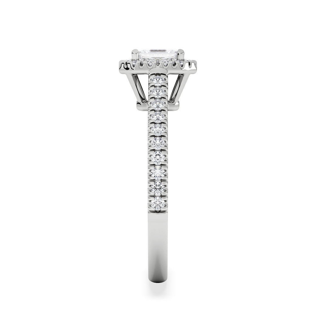 Annabelle Lab Diamond Halo Engagement Ring 18K White Gold 1ct F/VS1