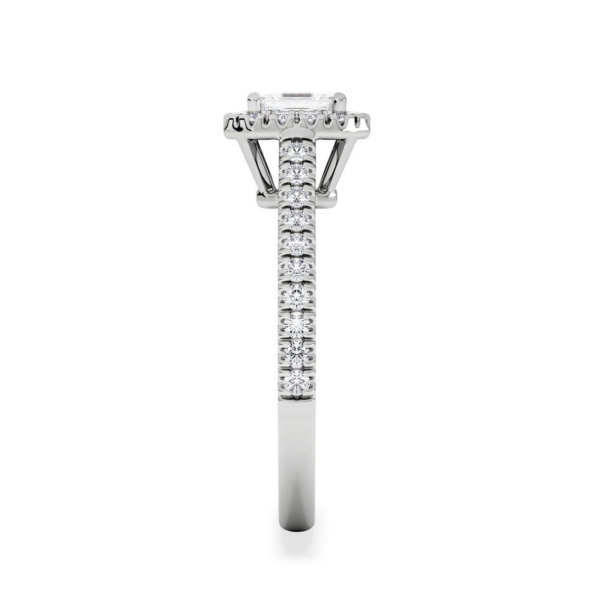 Annabelle Diamond Halo Engagement Ring 18K White Gold 1ct G/VS2