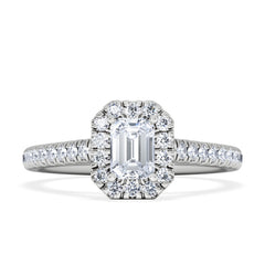 Annabelle Lab Diamond Halo Engagement Ring in Platinum 1ct F/VS1