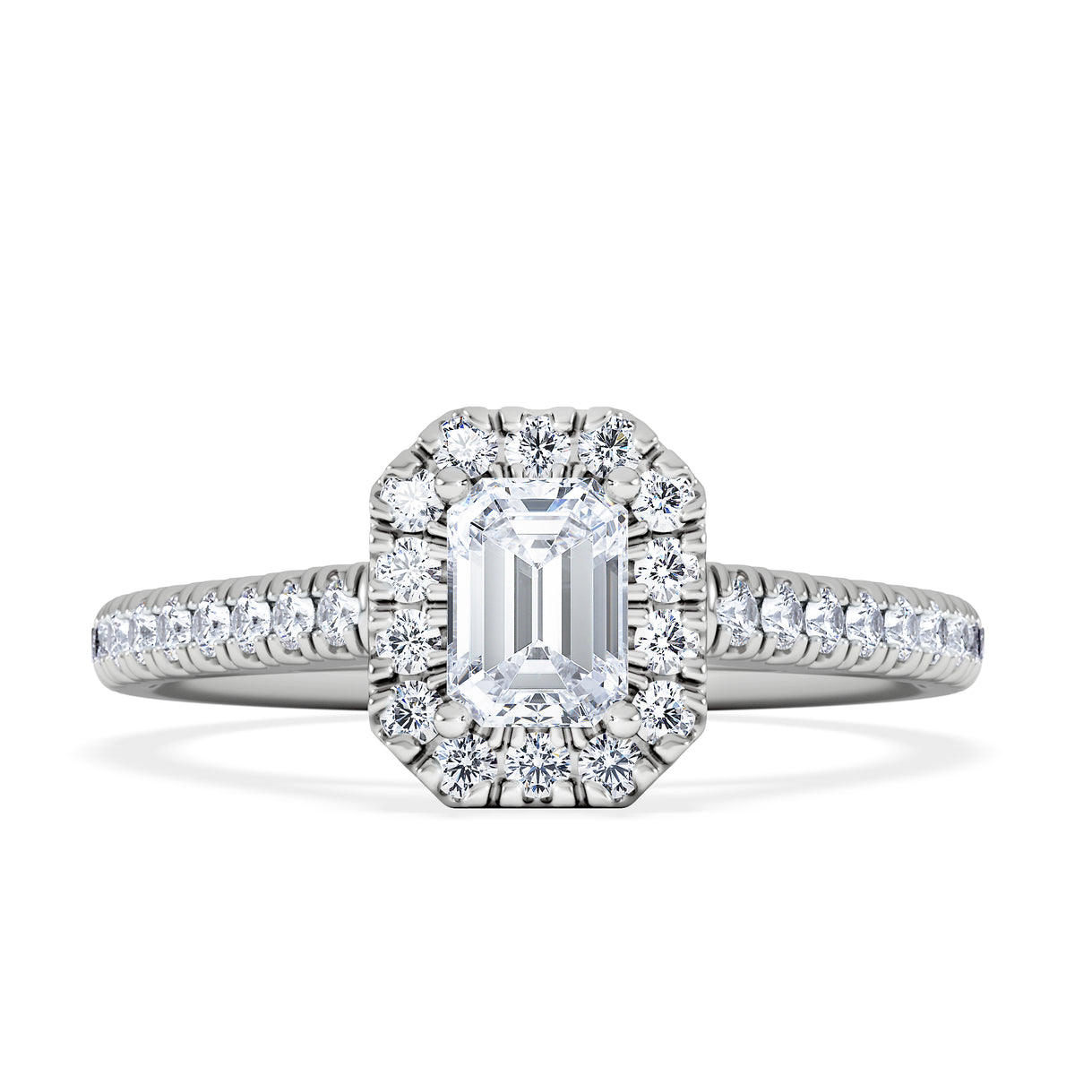 Annabelle Lab Diamond Halo Engagement Ring in Platinum 1ct F/VS1