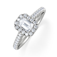 Annabelle Diamond Halo Engagement Ring 18K White Gold 1ct G/VS2