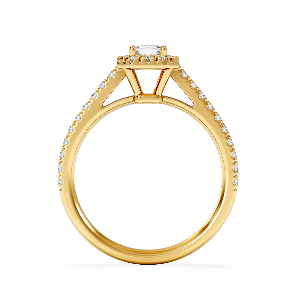 Annabelle Lab Diamond Halo Engagement Ring in 18K Gold 1ct F/VS1