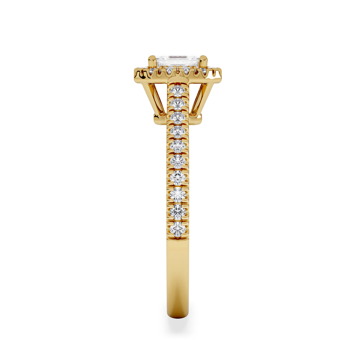 Annabelle Lab Diamond Halo Engagement Ring in 18K Gold 1ct F/VS1