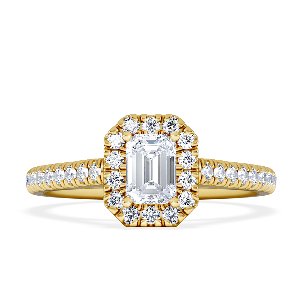 Annabelle Lab Diamond Halo Engagement Ring in 18K Gold 1ct F/VS1