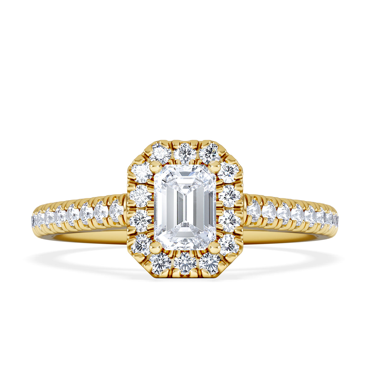 Annabelle Lab Diamond Halo Engagement Ring in 18K Gold 1ct F/VS1