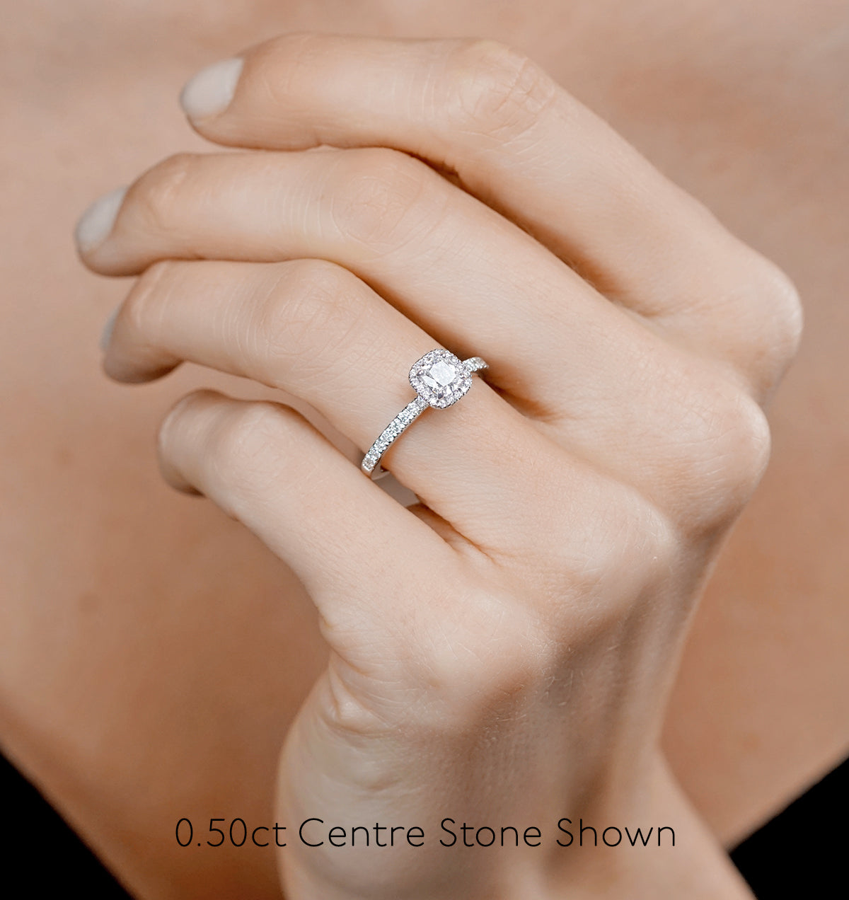 Beatrice GIA Diamond Halo Engagement Ring in Platinum 1.25ct G/VS1