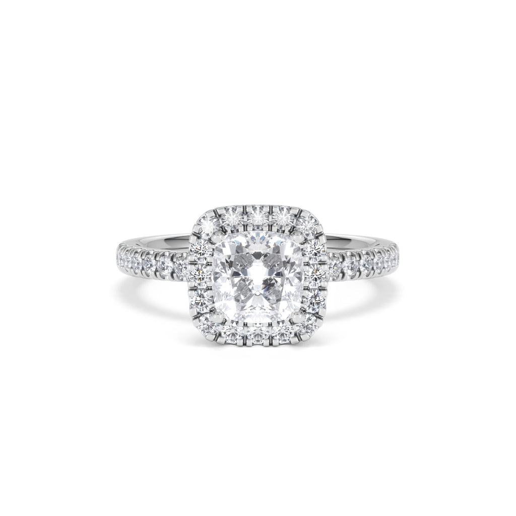 Beatrice GIA Diamond Halo Engagement Ring in Platinum 1.65ct G/VS