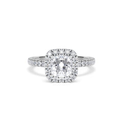 Beatrice GIA Diamond Halo Engagement Ring in Platinum 1.65ct G/VS