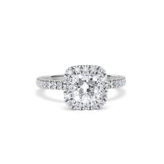 Beatrice GIA Diamond Halo Engagement Ring in Platinum 1.65ct G/VS
