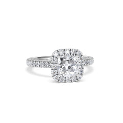 Beatrice GIA Diamond Halo Engagement Ring in Platinum 1.65ct G/VS