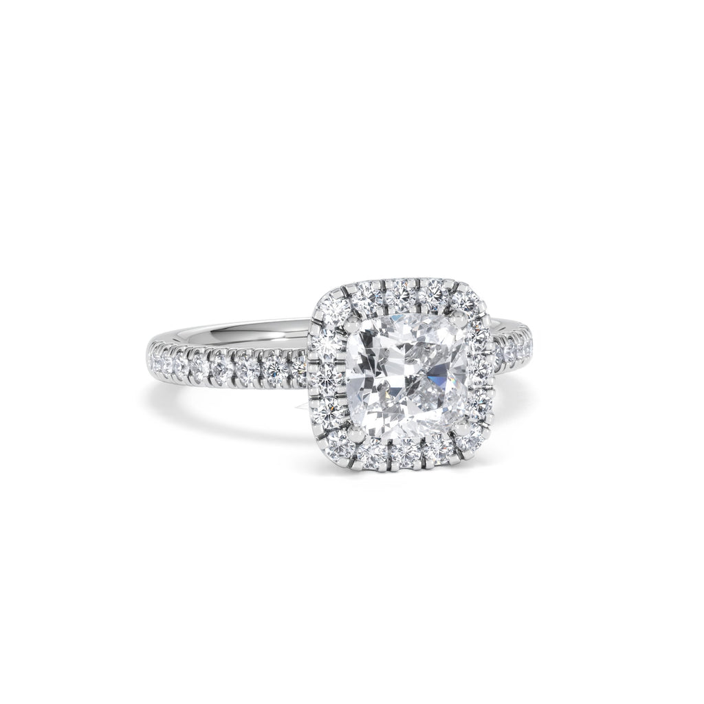 Beatrice GIA Diamond Halo Engagement Ring in Platinum 1.65ct G/VS