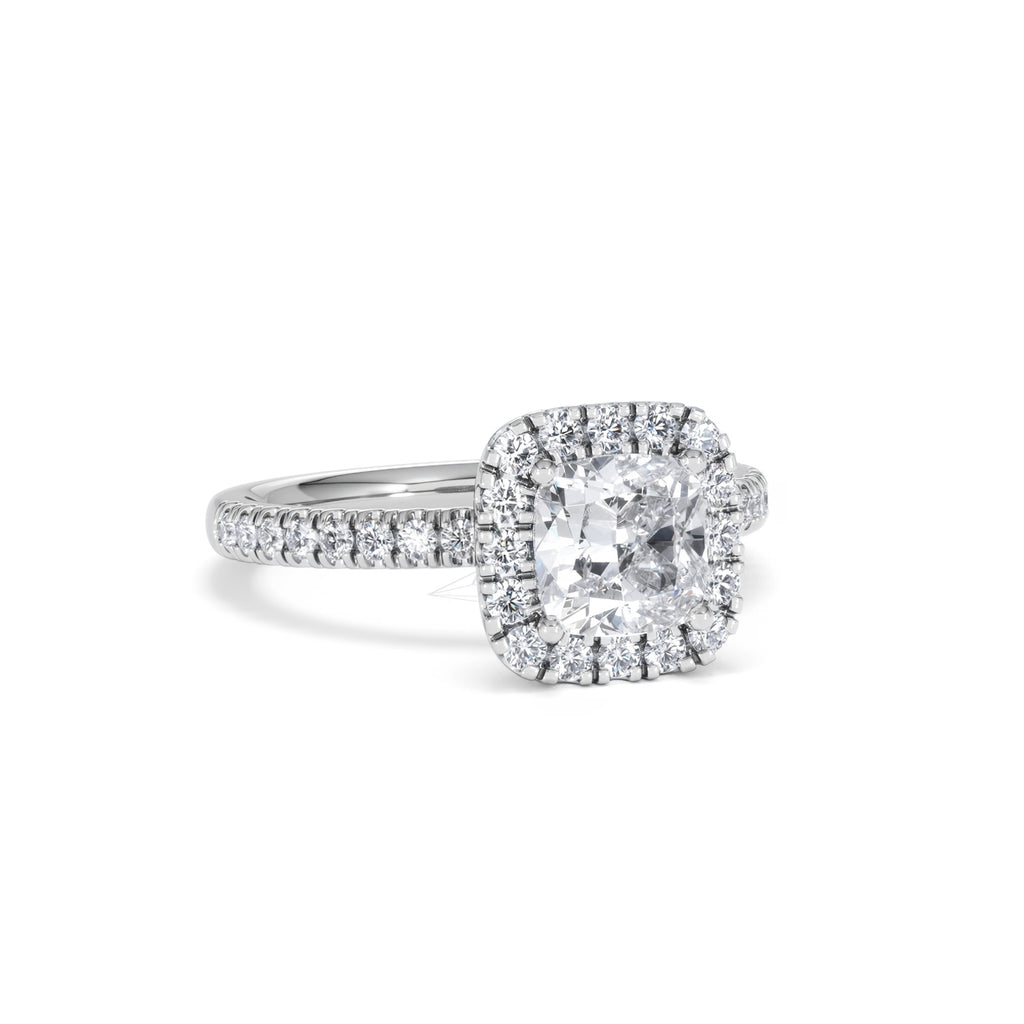 Beatrice GIA Diamond Halo Engagement Ring in Platinum 1.65ct G/VS