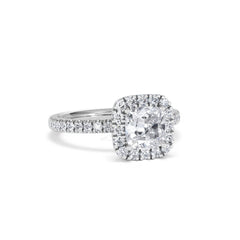 Beatrice GIA Diamond Halo Engagement Ring in Platinum 1.65ct G/VS