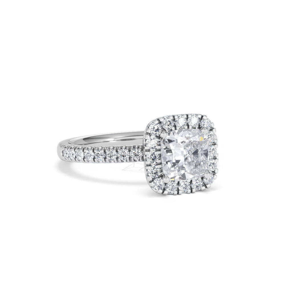 Beatrice GIA Diamond Halo Engagement Ring in Platinum 1.65ct G/VS